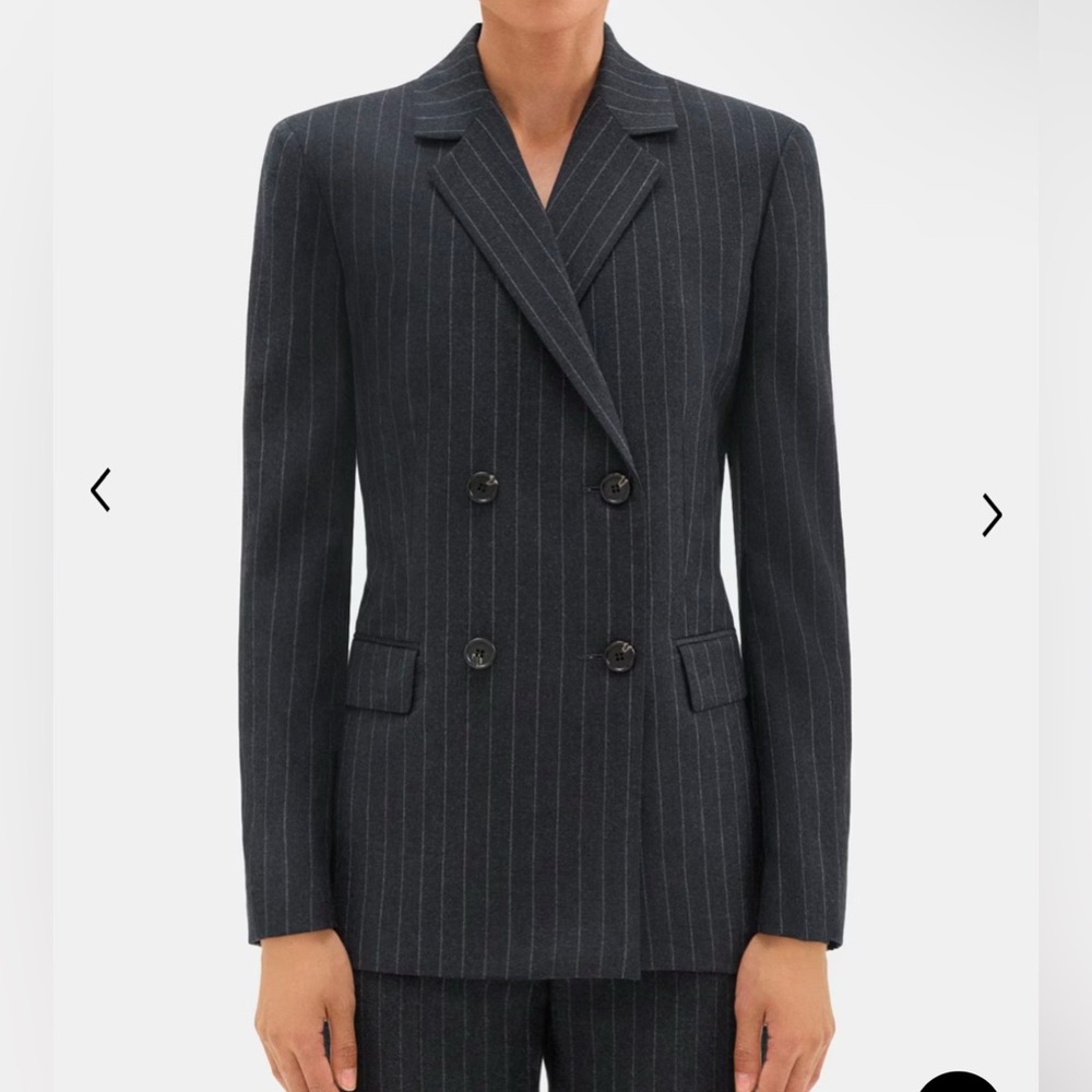 Theory Double-Breasted Pinstriped Blazer